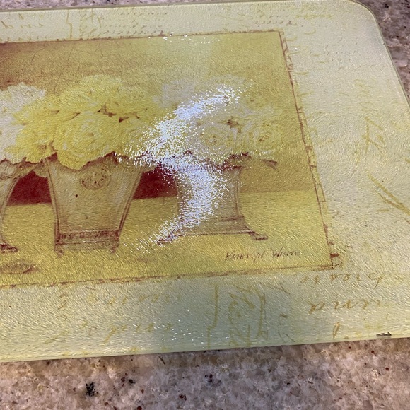 Floral Decorative Glass Cutting Board 18 x 12” - Picture 3 of 4